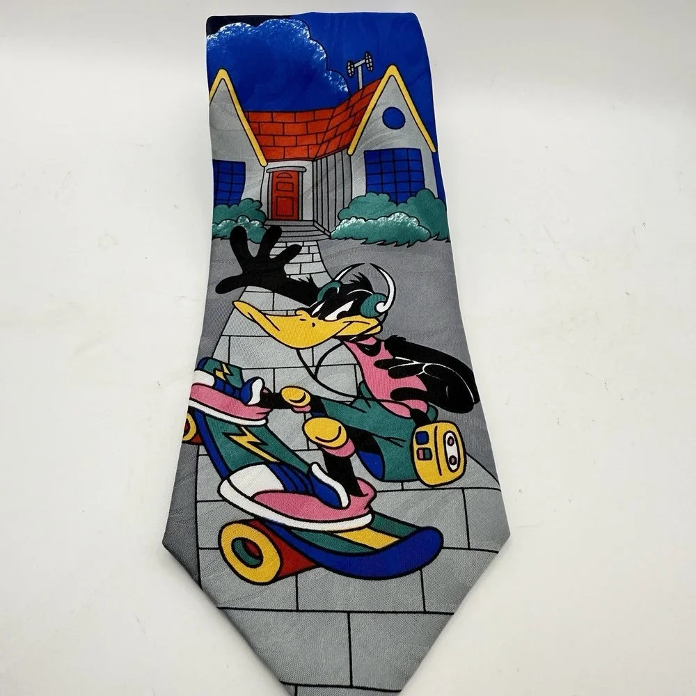 Vintage Looney Tunes Tie Skater Skateboard Daffy‎ Duck